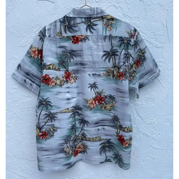 Blue Hawaii Mens Short Sleeve Collared Button Down Coconut Print Shirts Sz L - Picture 2 of 10